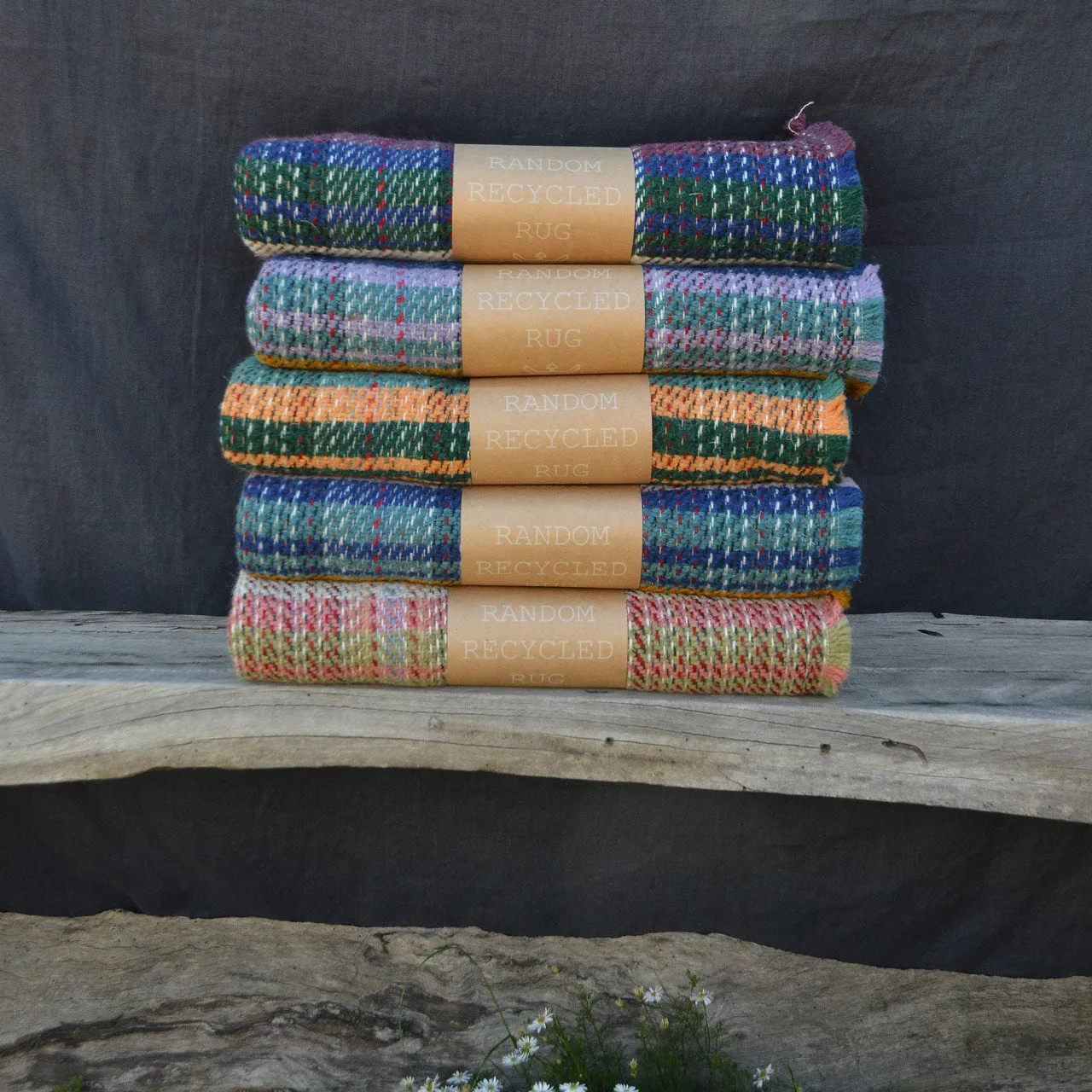 100% Random Recycled Wool Blanket/Rug - Medium (150x120cm)