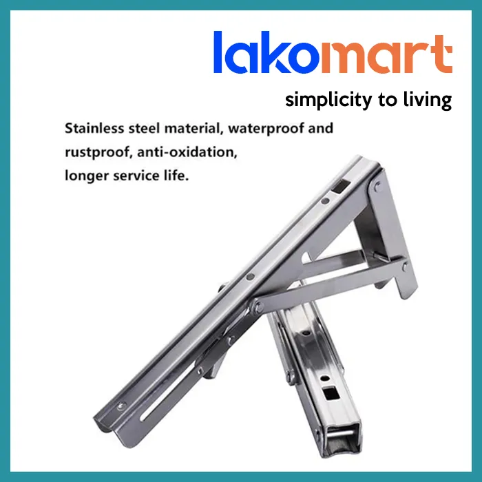 2 Pcs  Stainless Steel Folding L Bracket Release Catch Shelf Support Bracket (10/12/14 Inches)