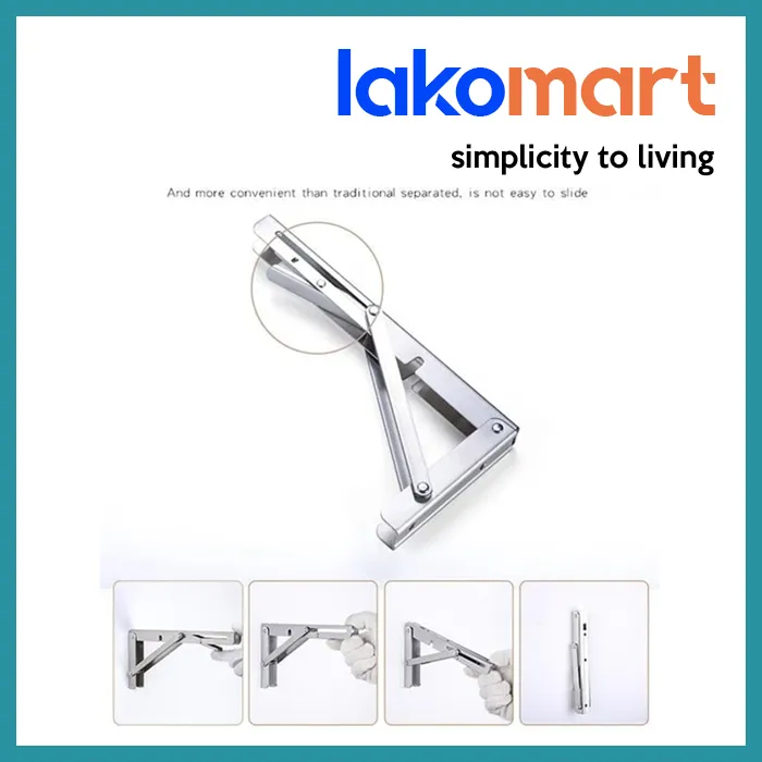 2 Pcs  Stainless Steel Folding L Bracket Release Catch Shelf Support Bracket (10/12/14 Inches)