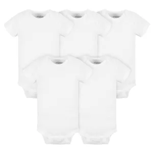 5-Pack Baby Neutral White Short Sleeve Bodysuits