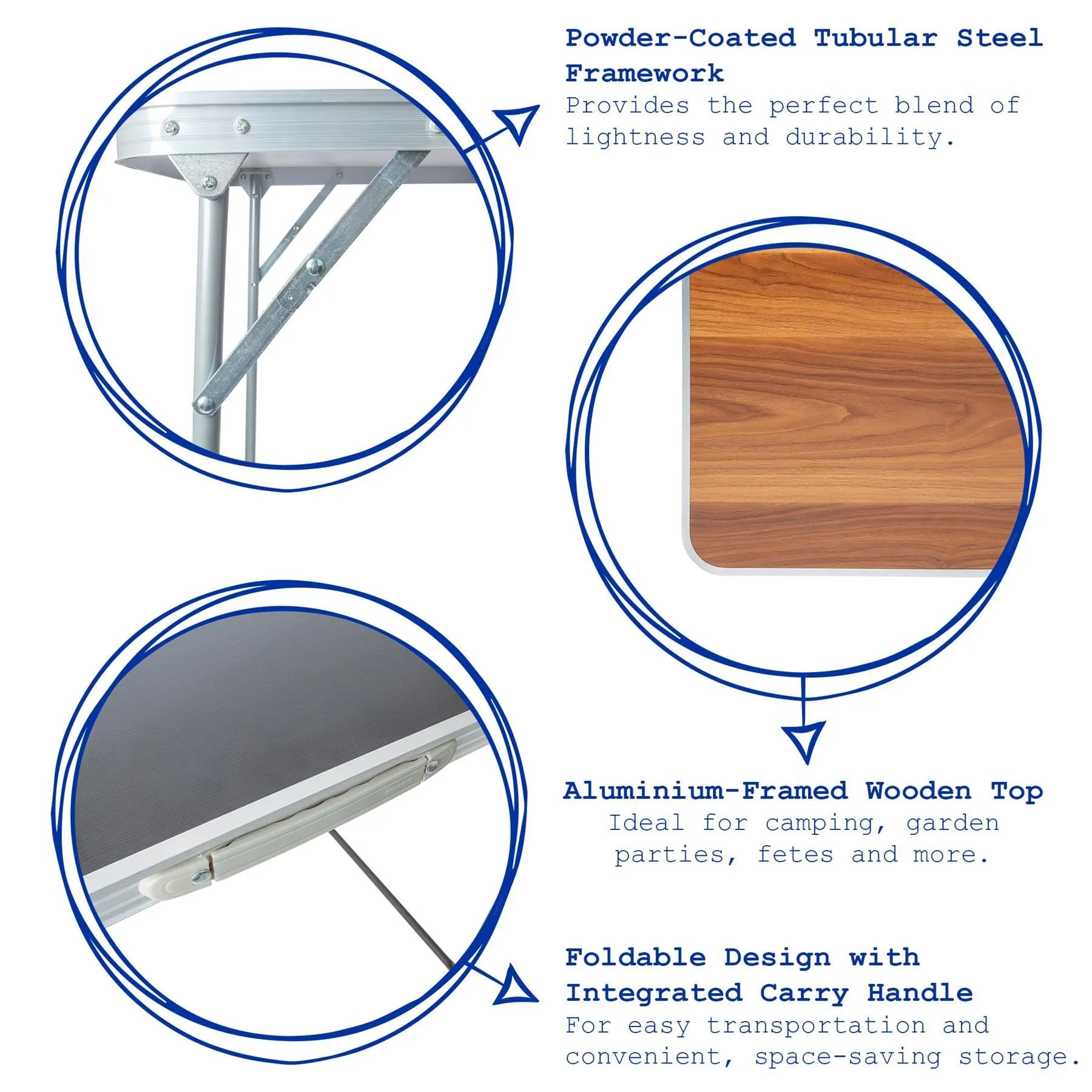 80cm x 60cm Folding Metal Camping Table - By Harbour Housewares