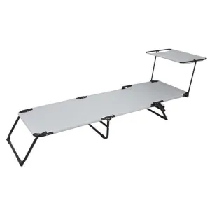 ALICIAN Outdoor Foldable Triple Folding Bed with Head Canopy Grey