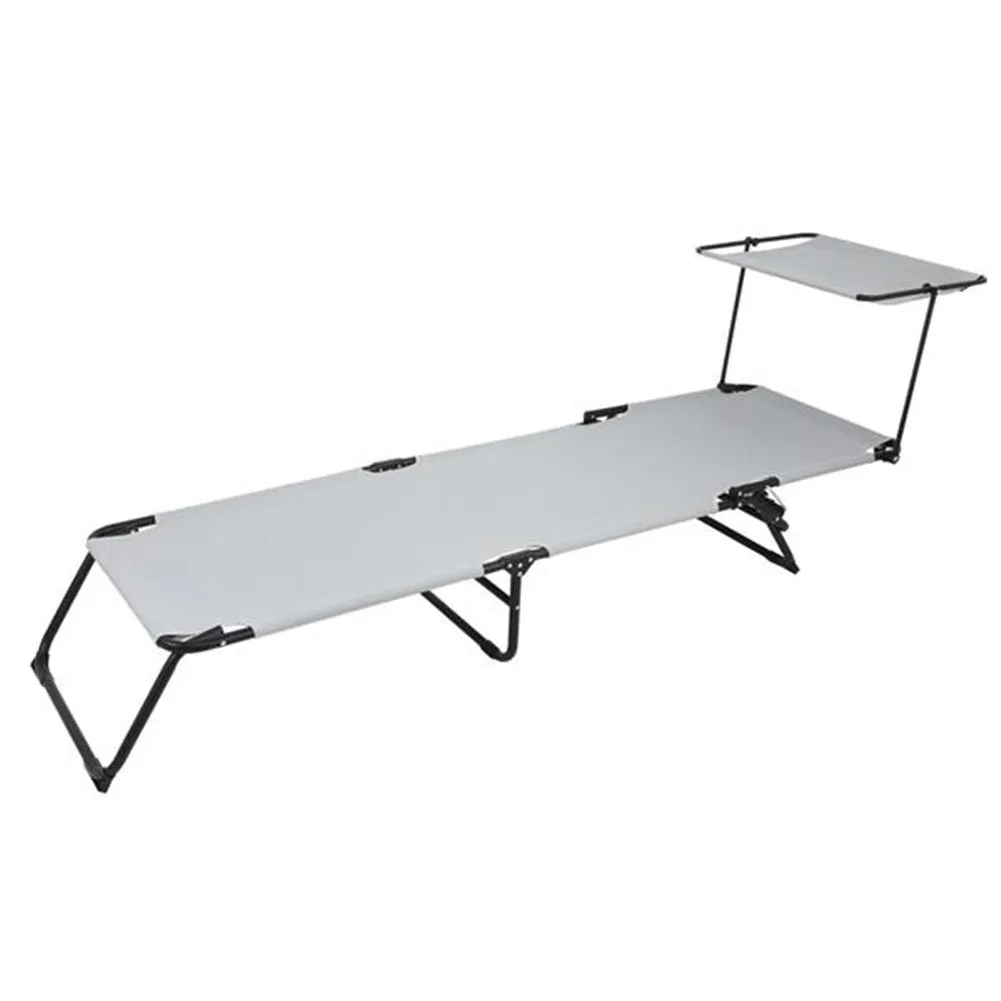ALICIAN Outdoor Foldable Triple Folding Bed with Head Canopy Grey