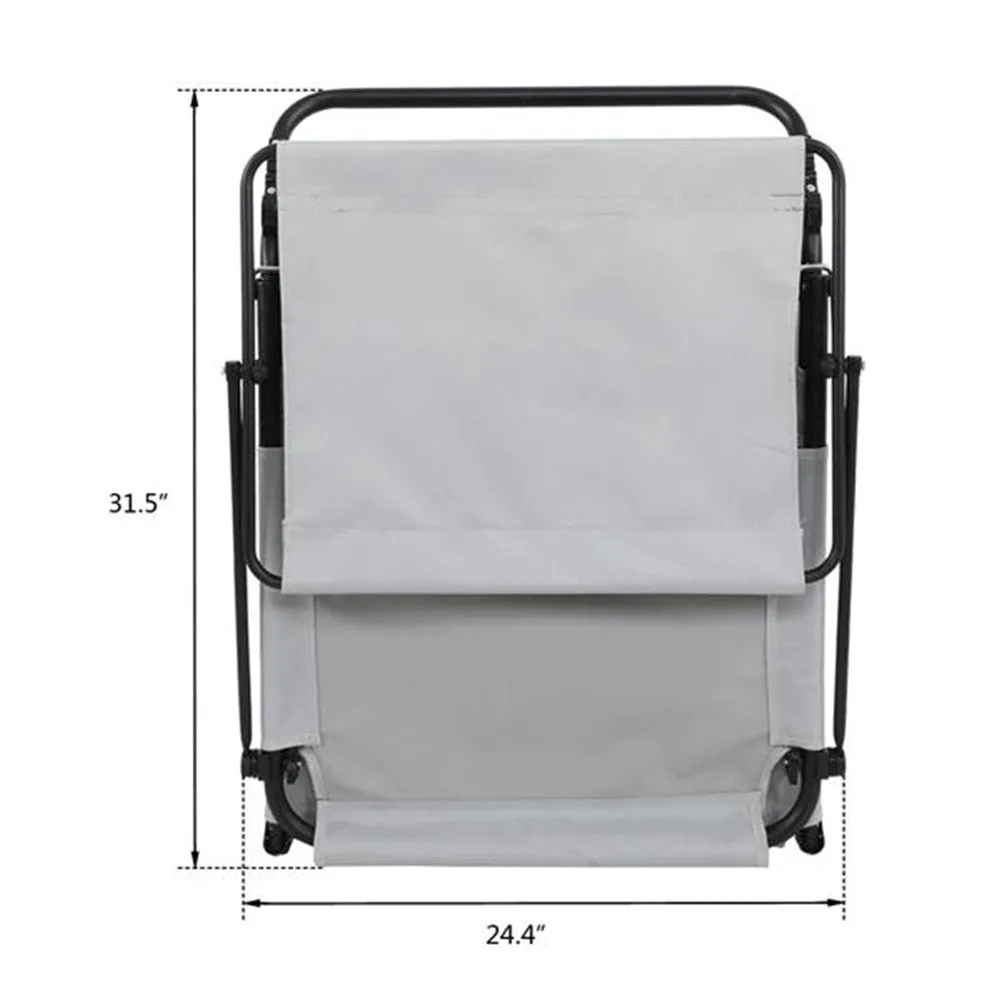 ALICIAN Outdoor Foldable Triple Folding Bed with Head Canopy Grey
