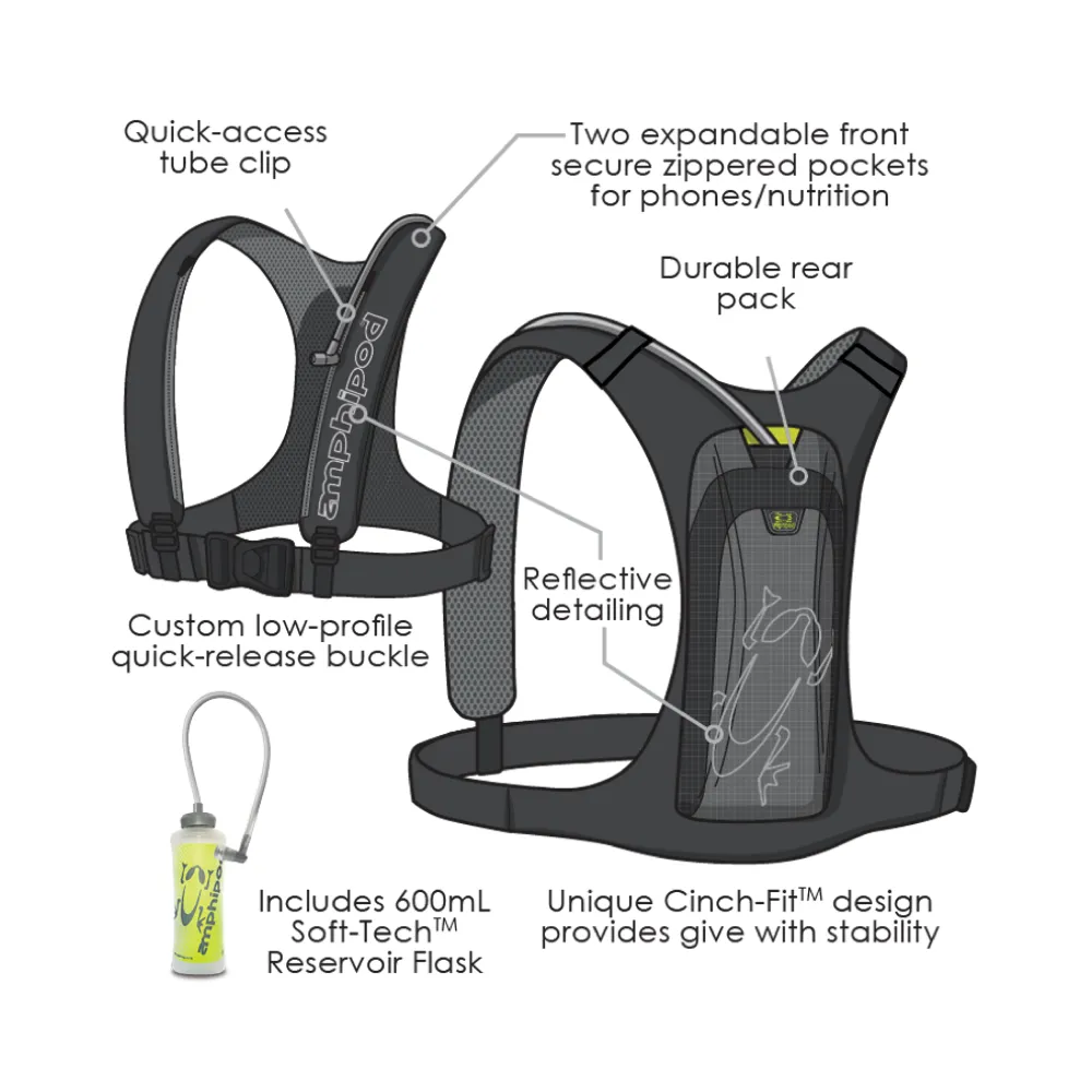 Amphipod PureRun UltraLight 600 mL Hydration Vest in Graphite