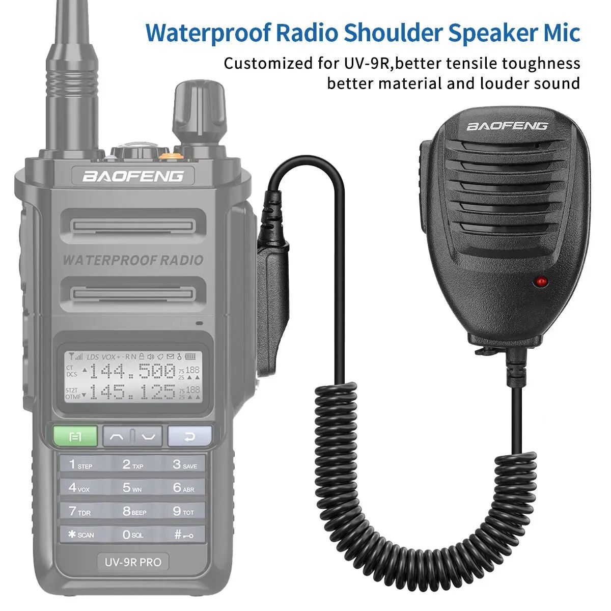 Baofeng Walkie Talkie UV 9R Plus Speaker Microphone 2 Way Radio Waterproof PTT Speaker Mic for UV9R Plus Pro BF A58 BF 9700