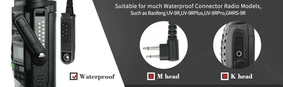 Baofeng Walkie Talkie UV 9R Plus Speaker Microphone 2 Way Radio Waterproof PTT Speaker Mic for UV9R Plus Pro BF A58 BF 9700