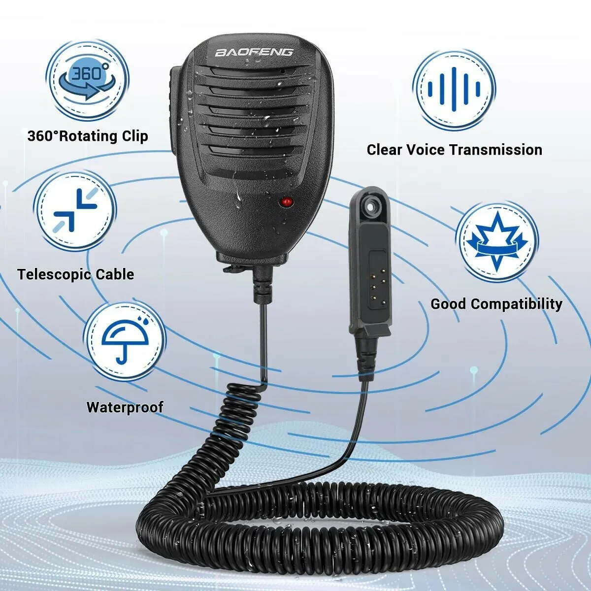 Baofeng Walkie Talkie UV 9R Plus Speaker Microphone 2 Way Radio Waterproof PTT Speaker Mic for UV9R Plus Pro BF A58 BF 9700
