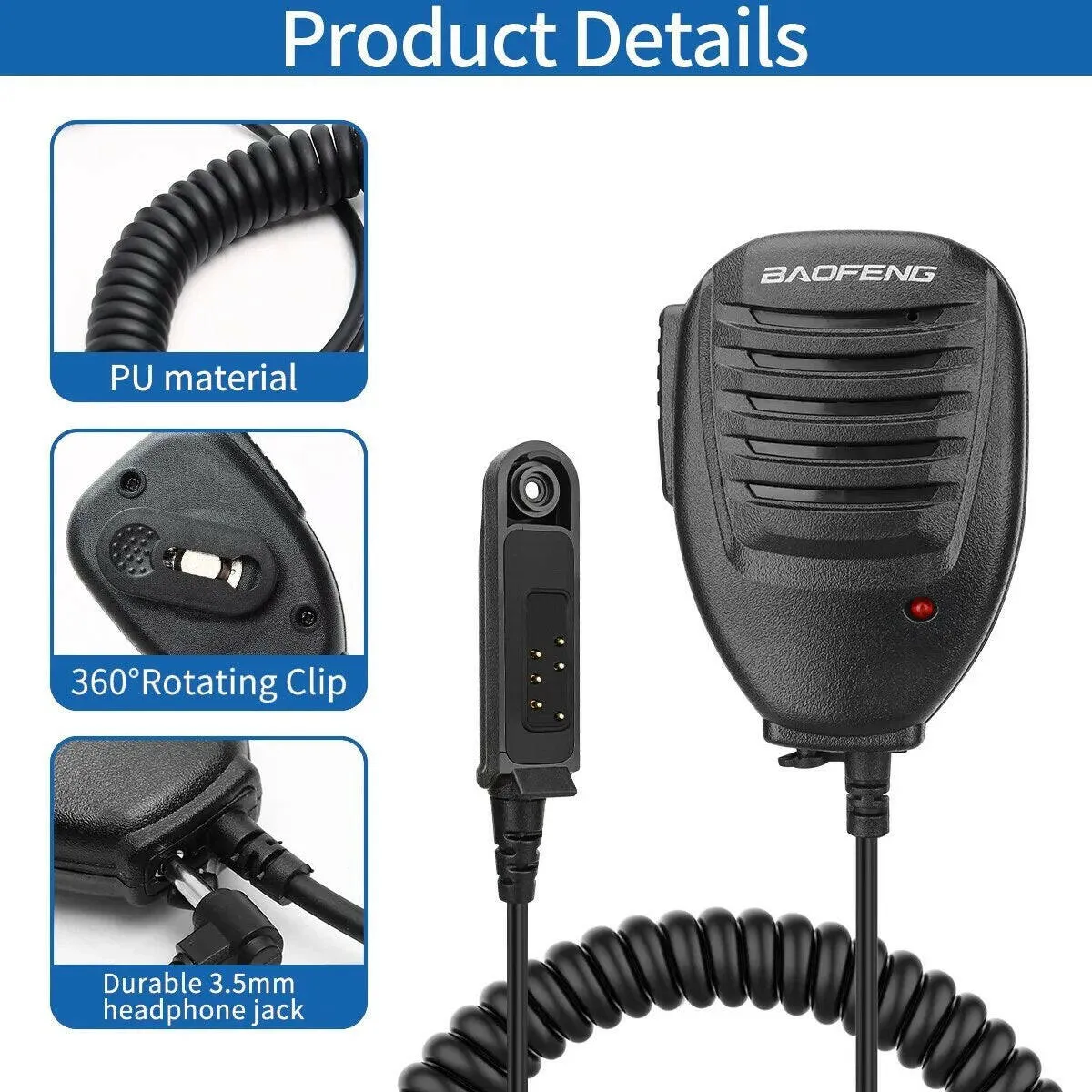 Baofeng Walkie Talkie UV 9R Plus Speaker Microphone 2 Way Radio Waterproof PTT Speaker Mic for UV9R Plus Pro BF A58 BF 9700