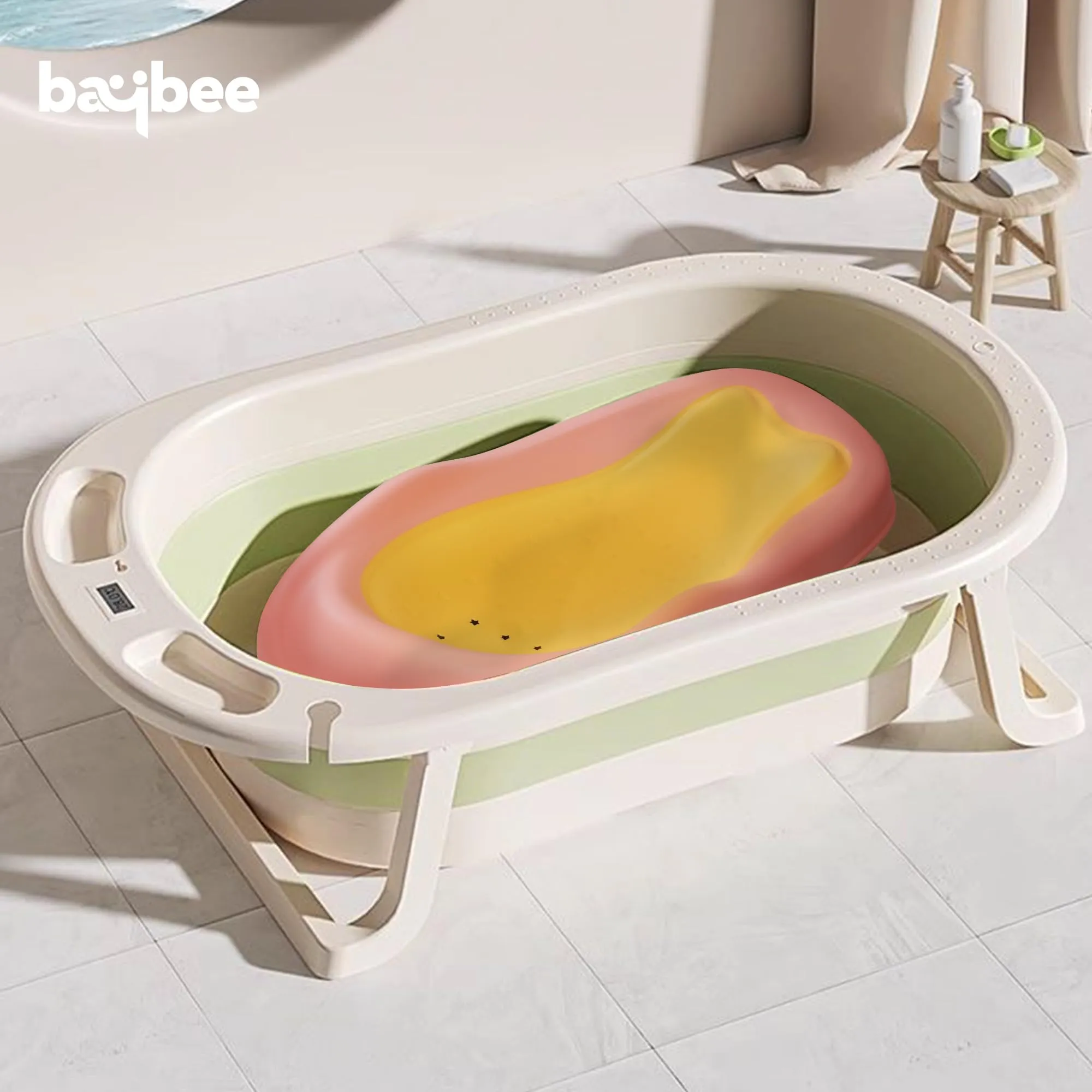 Baybee Foldable Baby Bather for Baby, Newborn Baby Bath Chair Seat with 2 Position Recline