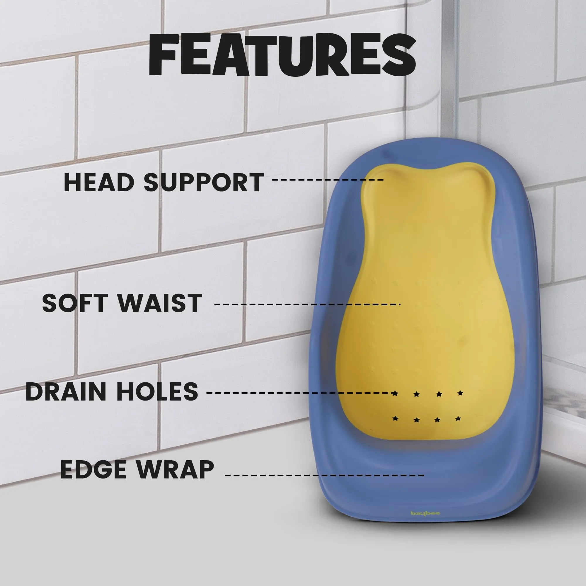 Baybee Foldable Baby Bather for Baby, Newborn Baby Bath Chair Seat with 2 Position Recline