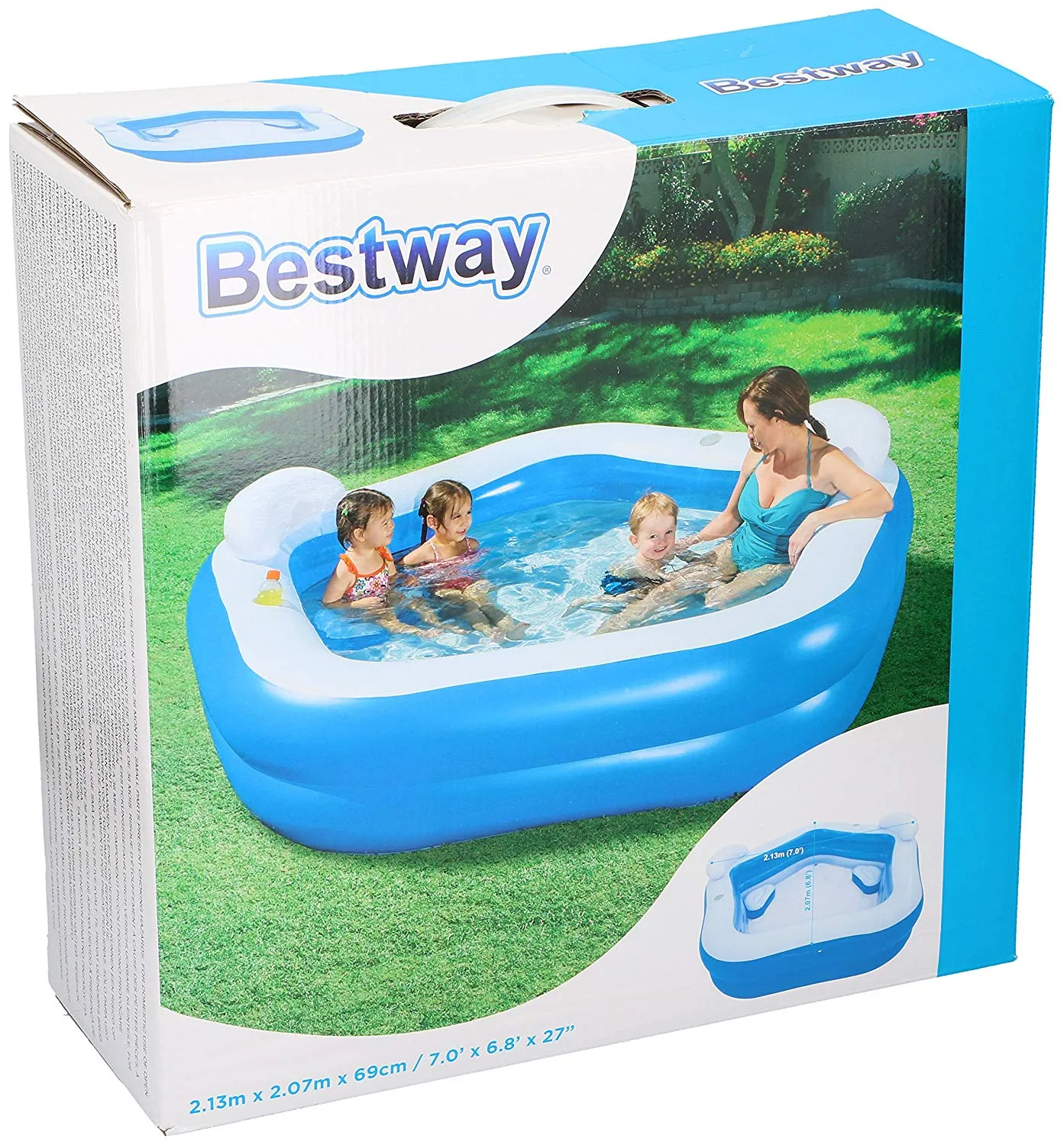 Bestway Family Fun Pool (7' x 6'9" x 27"/2.13m x 2.06m x 69cm)
