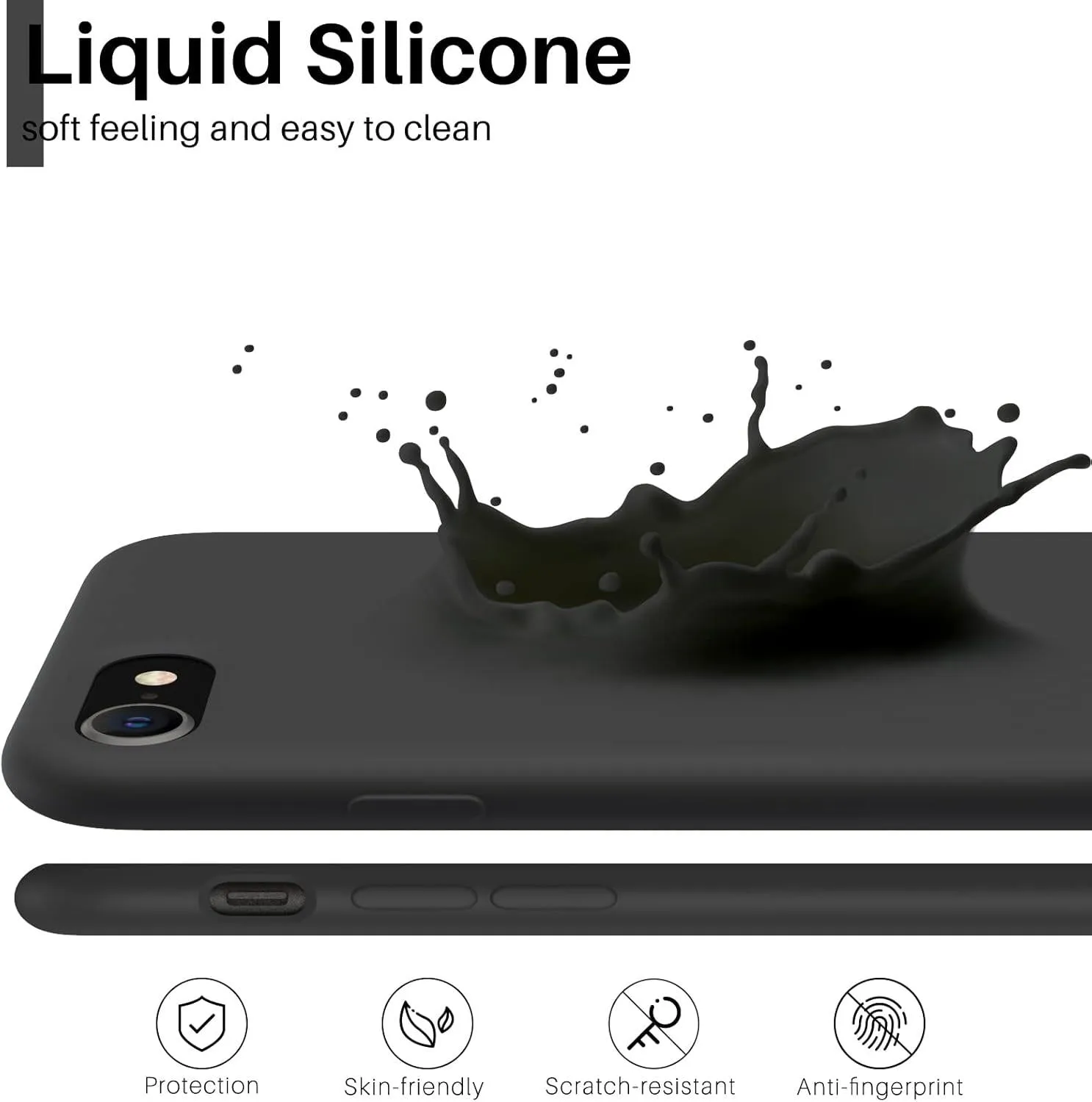 Black Gel Case Tough Shockproof Phone Case Gel Cover Skin for Apple iPhone 7