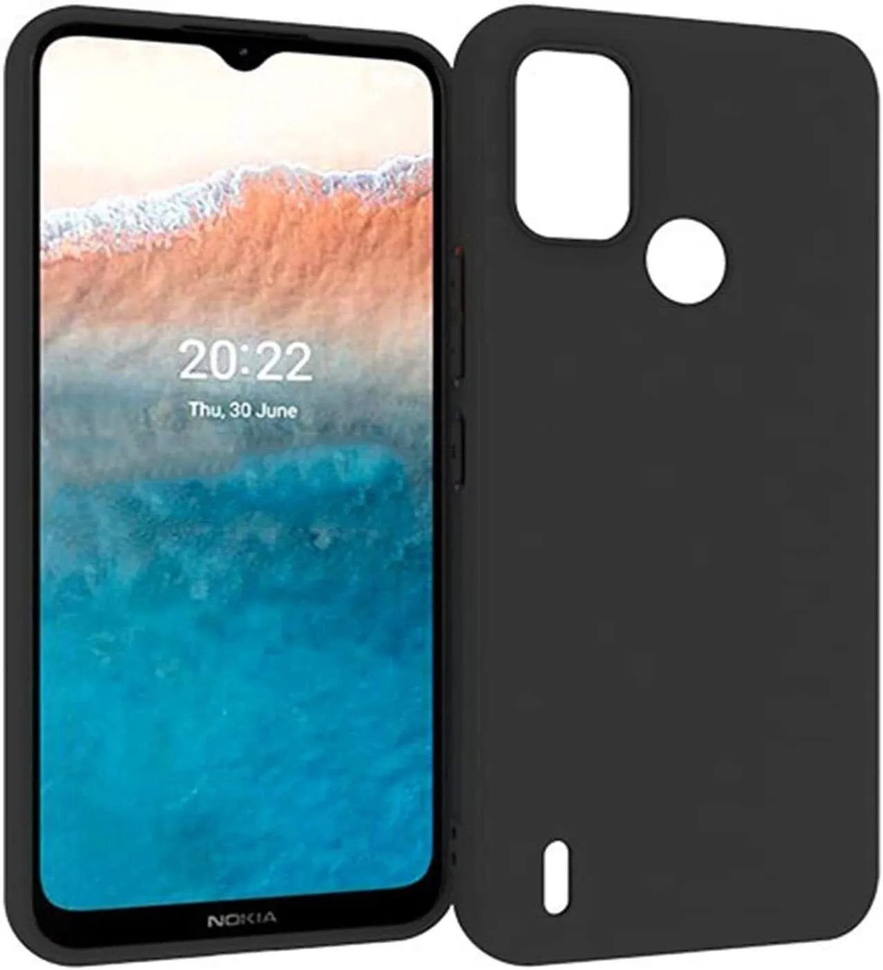 Black Gel Case Tough Shockproof Phone Case Gel Cover Skin for Nokia C21 Plus