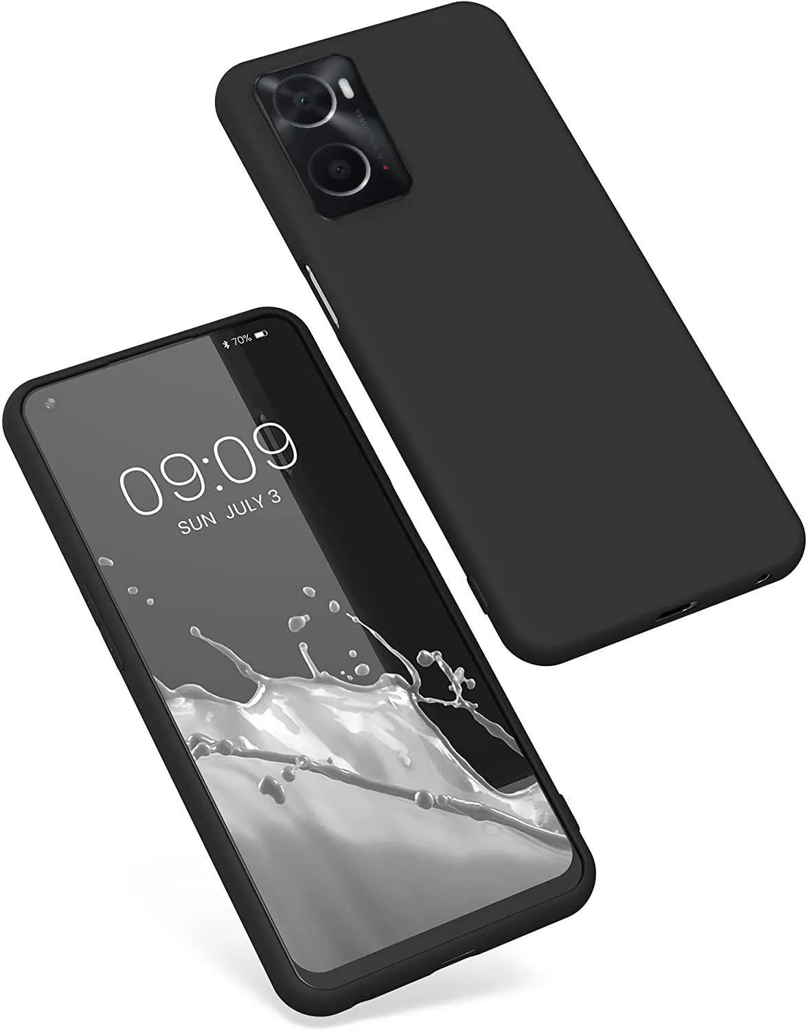 Black Gel Case Tough Shockproof Phone Case Gel Cover Skin for Oppo A76/A96