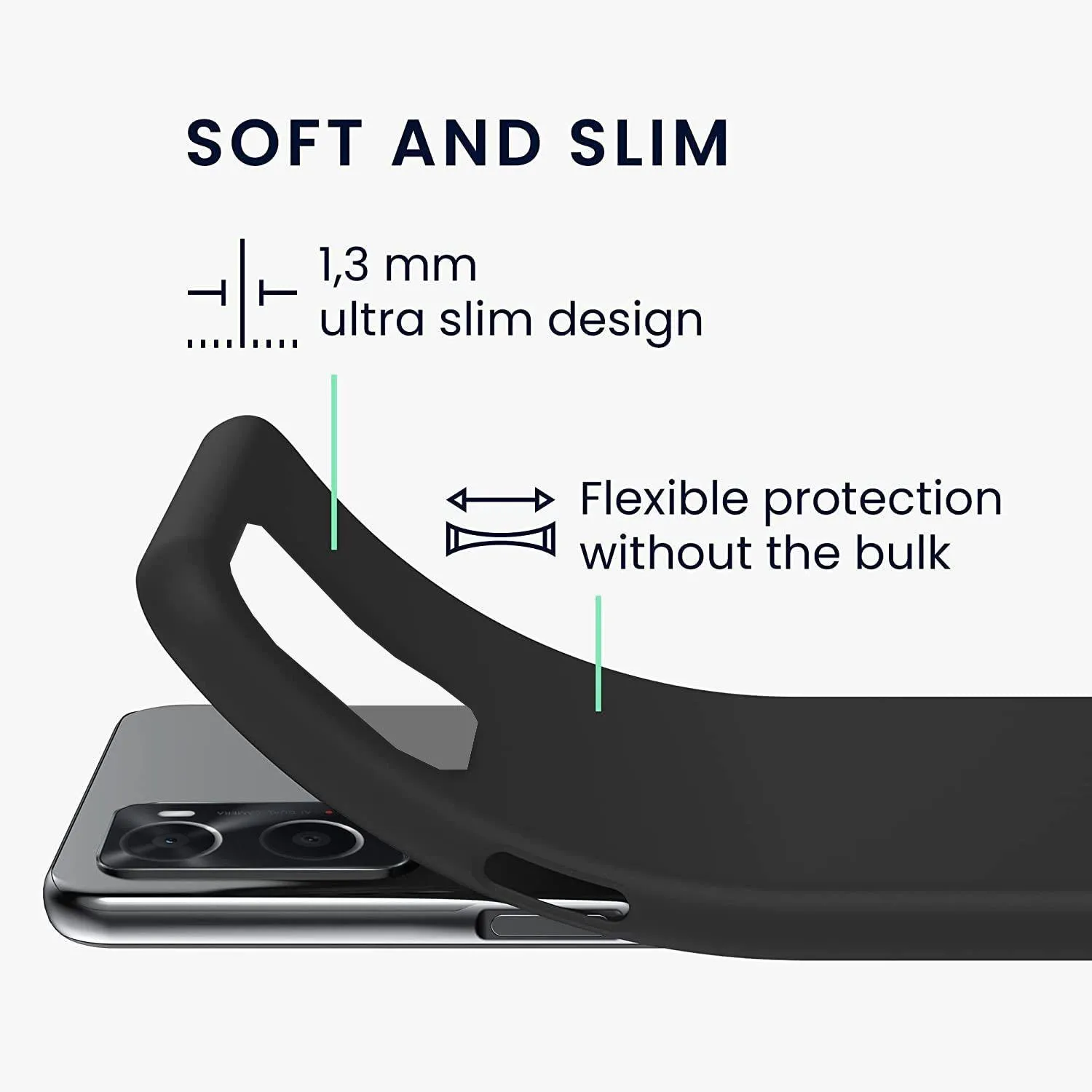 Black Gel Case Tough Shockproof Phone Case Gel Cover Skin for Oppo A76/A96