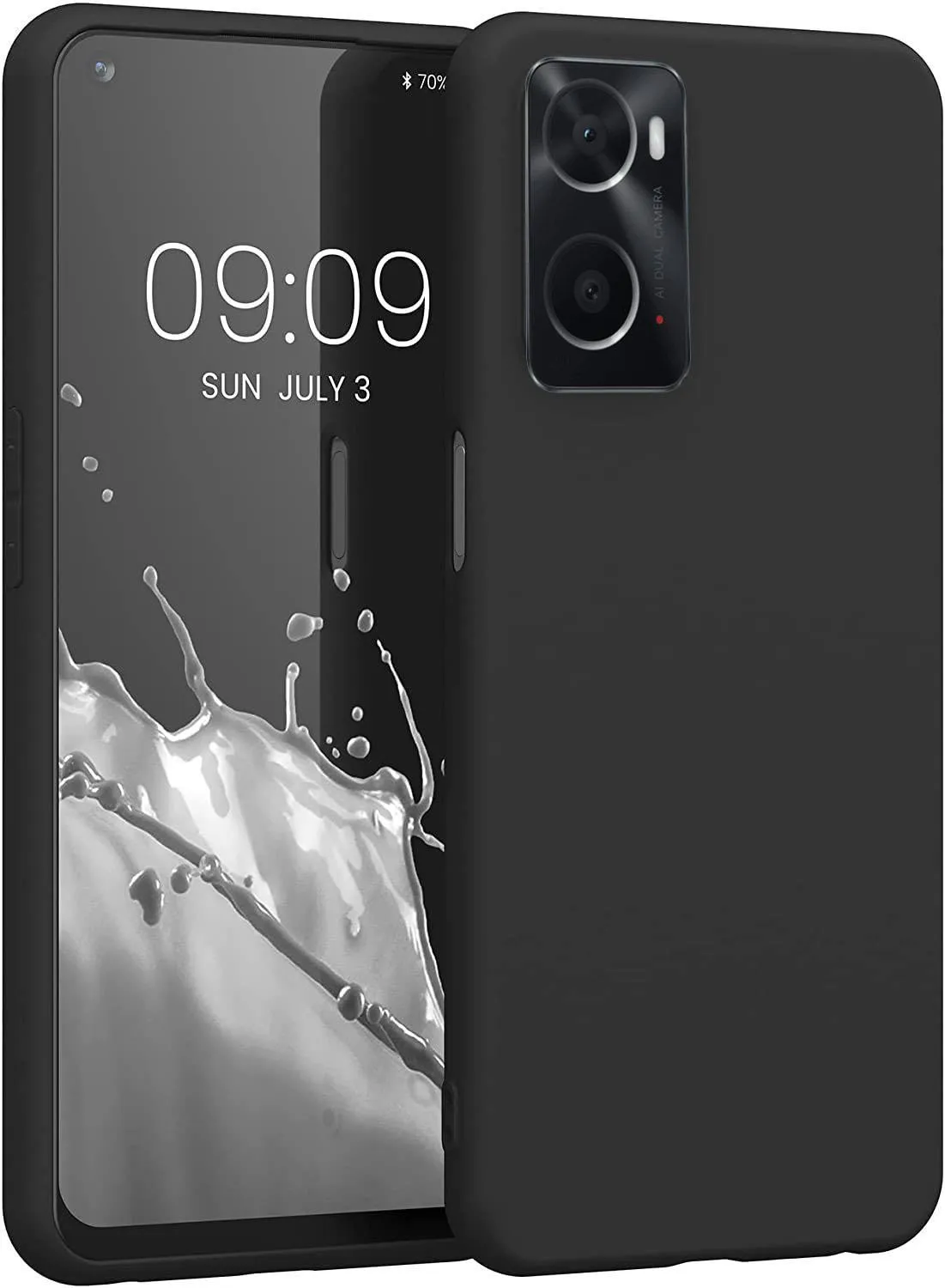 Black Gel Case Tough Shockproof Phone Case Gel Cover Skin for Oppo A76/A96