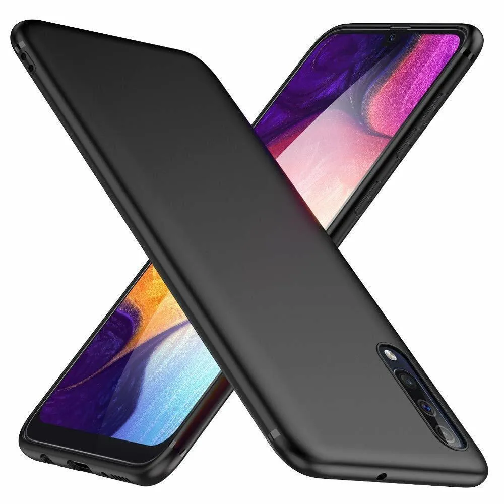 Black Gel Case Tough Shockproof Phone Case Gel Cover Skin for Samsung Galaxy A70