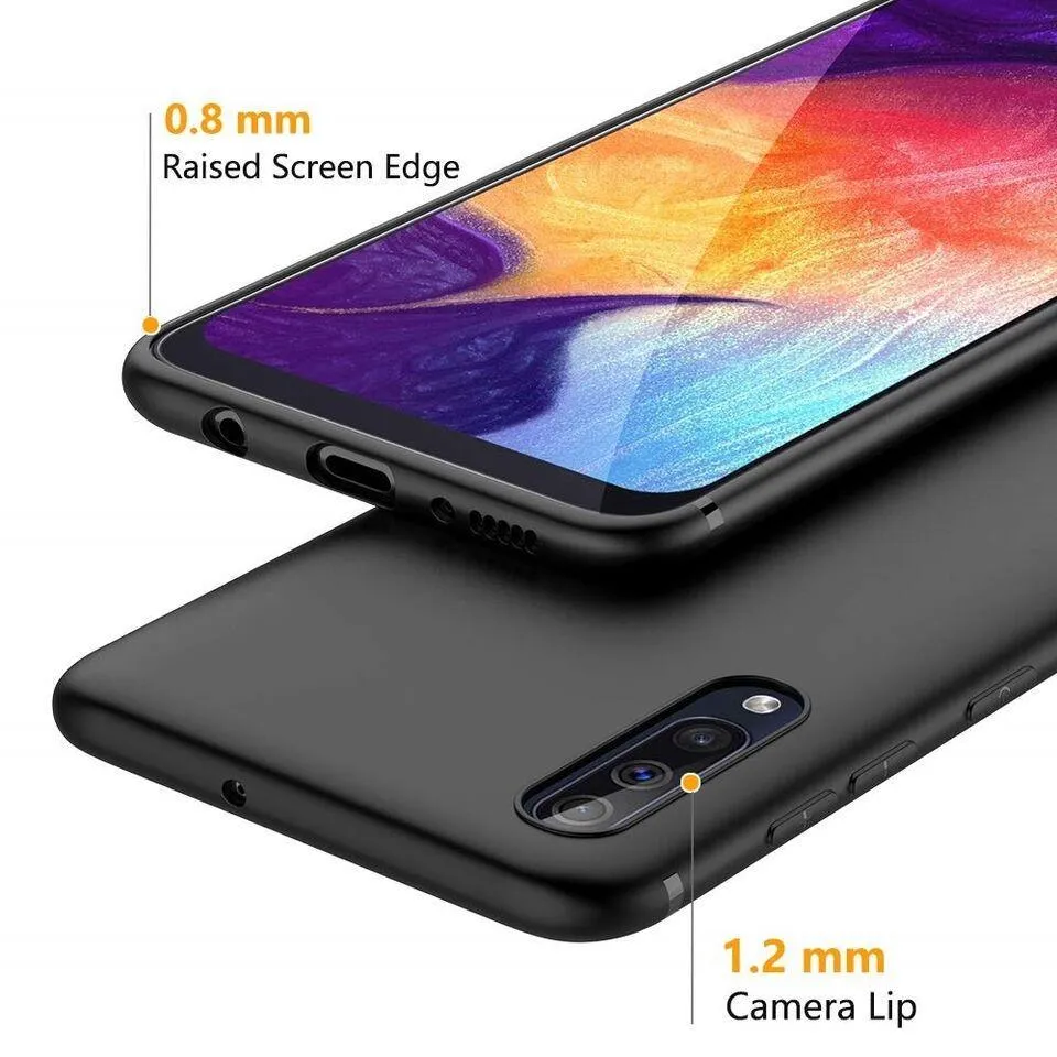 Black Gel Case Tough Shockproof Phone Case Gel Cover Skin for Samsung Galaxy A70