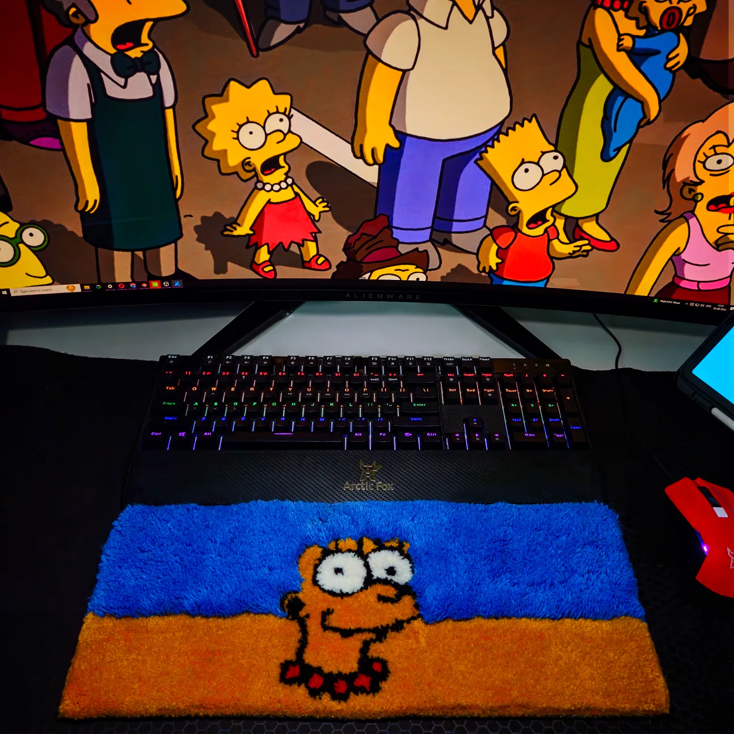 Blue Beehive Gaming Wrist Rest Rug - Ergonomic Keyboard Support for American Cartoon Fans
