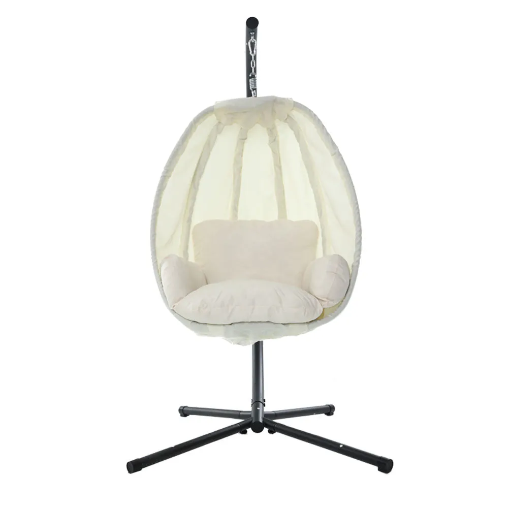 Connor Egg Swing Chair Single Hanging Pod with Stand - Cream