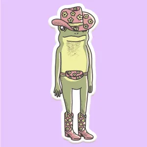 Cowgirl Frog Sticker Decal