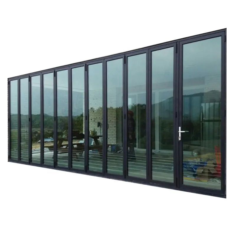 Doorwin 2021Aluminum garage used more panels pivot hinged space saving heavy duty bi folding doors