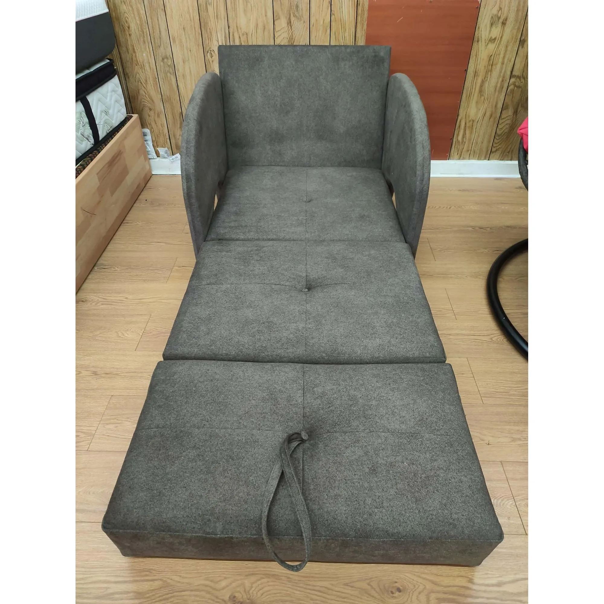 Easy-Flip Deluxe Chair Bed in Brown Fabric