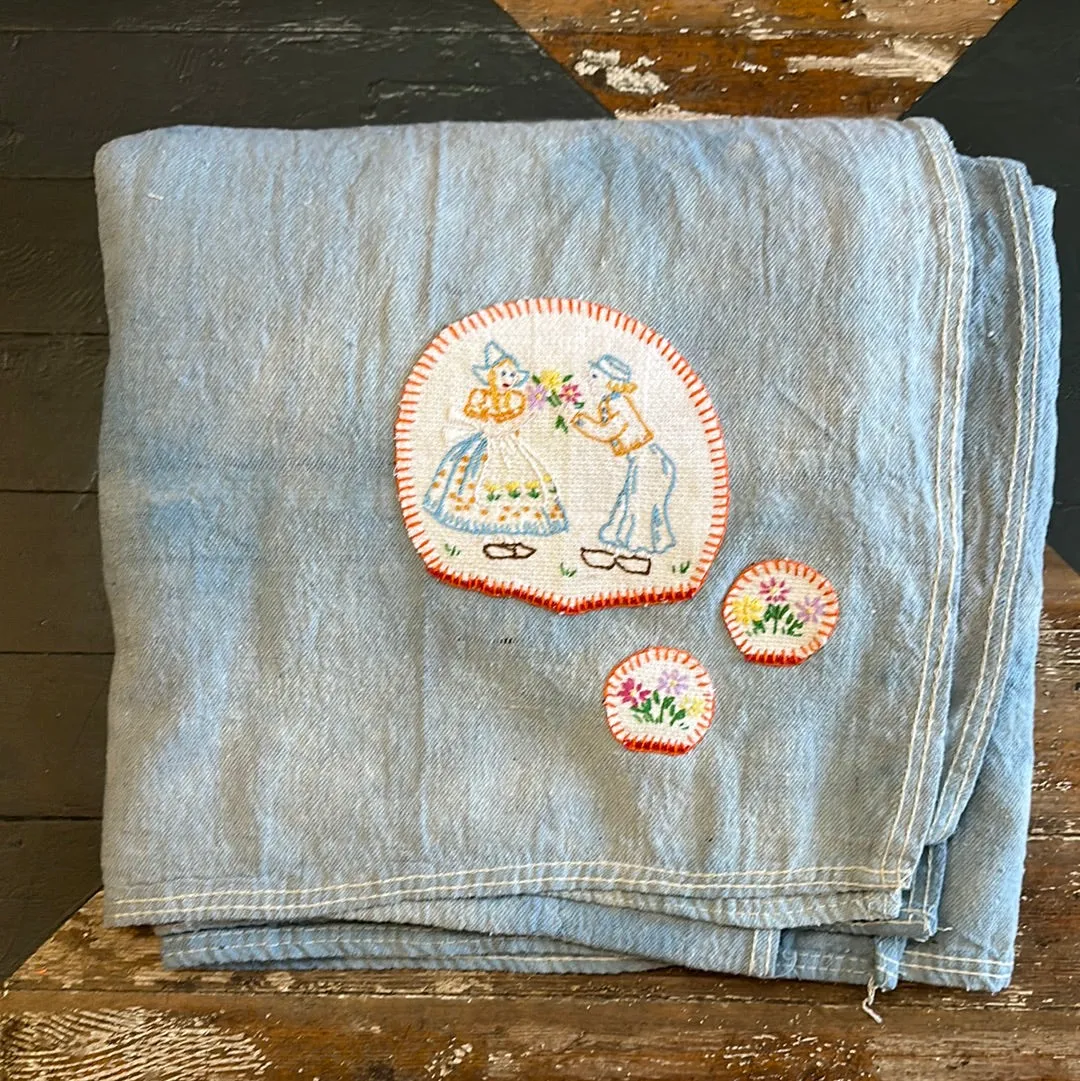EMBROIDERED PATCH DROP CLOTH BLANKET