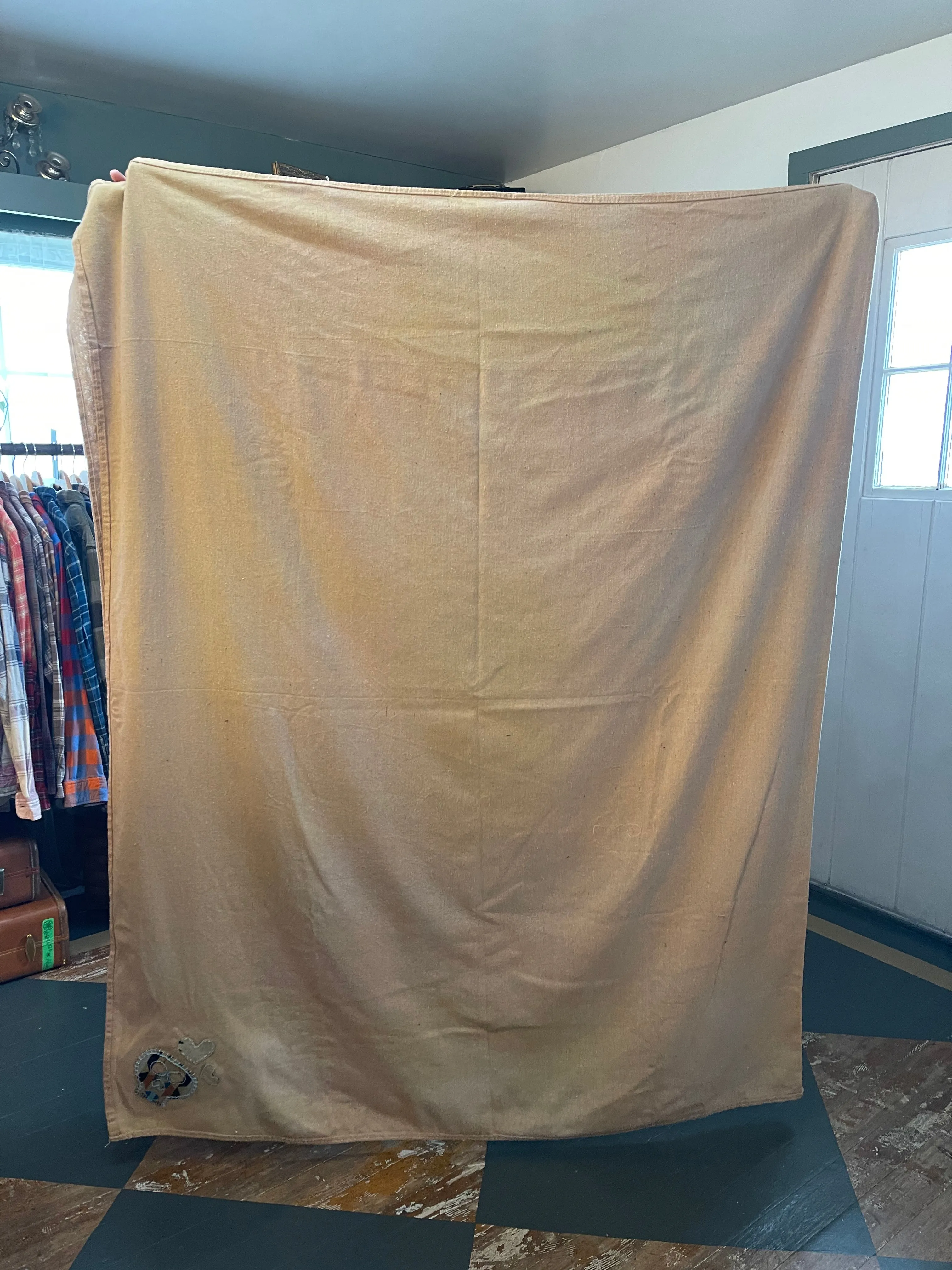 EMBROIDERED PATCH DROP CLOTH BLANKET