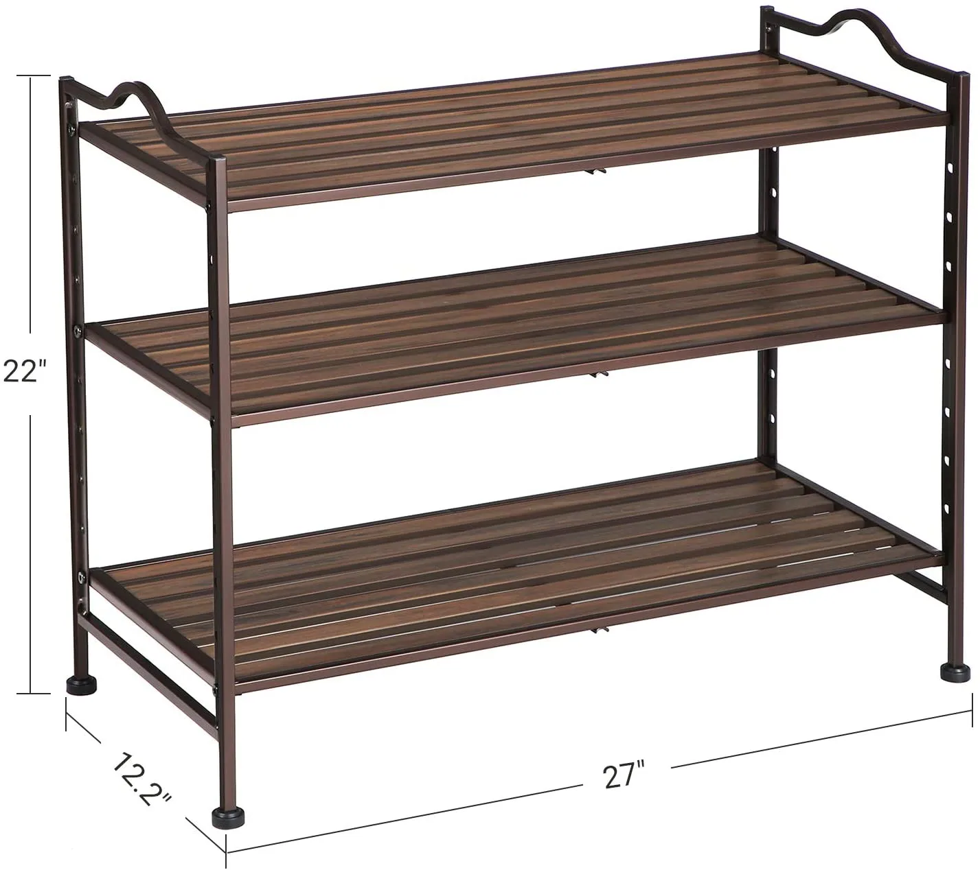 Entryway Shoe Storage Organizer with Metal Frame, 3-tier, Bronze