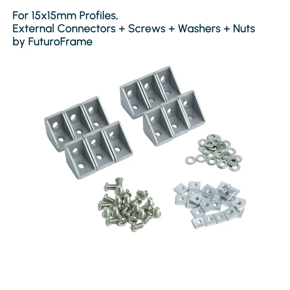 For 15x15mm Profiles, External Connectors   Screws   Washer   Nuts
