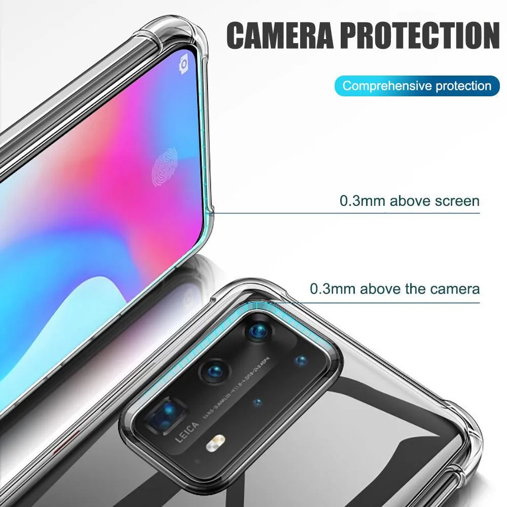 Huawei P40 Pro Hybrid Gel Four Corner Cushion Case [CLEAR]