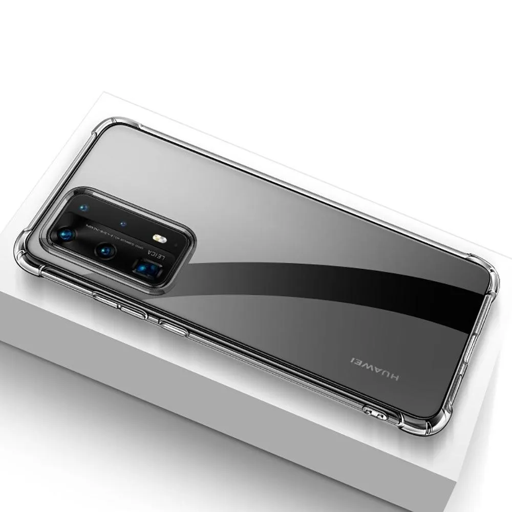 Huawei P40 Pro Hybrid Gel Four Corner Cushion Case [CLEAR]