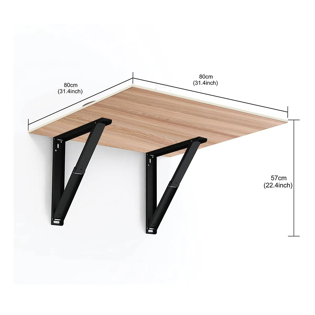 Kawachi Fold Down 3 Seater Wall Mounted Folding Breakfast Dining Table Perfect Addition to Kitchen & Dining Room Beige