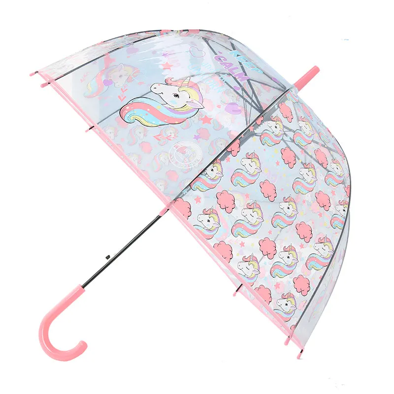 LIBERAINY Simple fashion weatherproof  lovely unicorn children long handle transparent umbrella