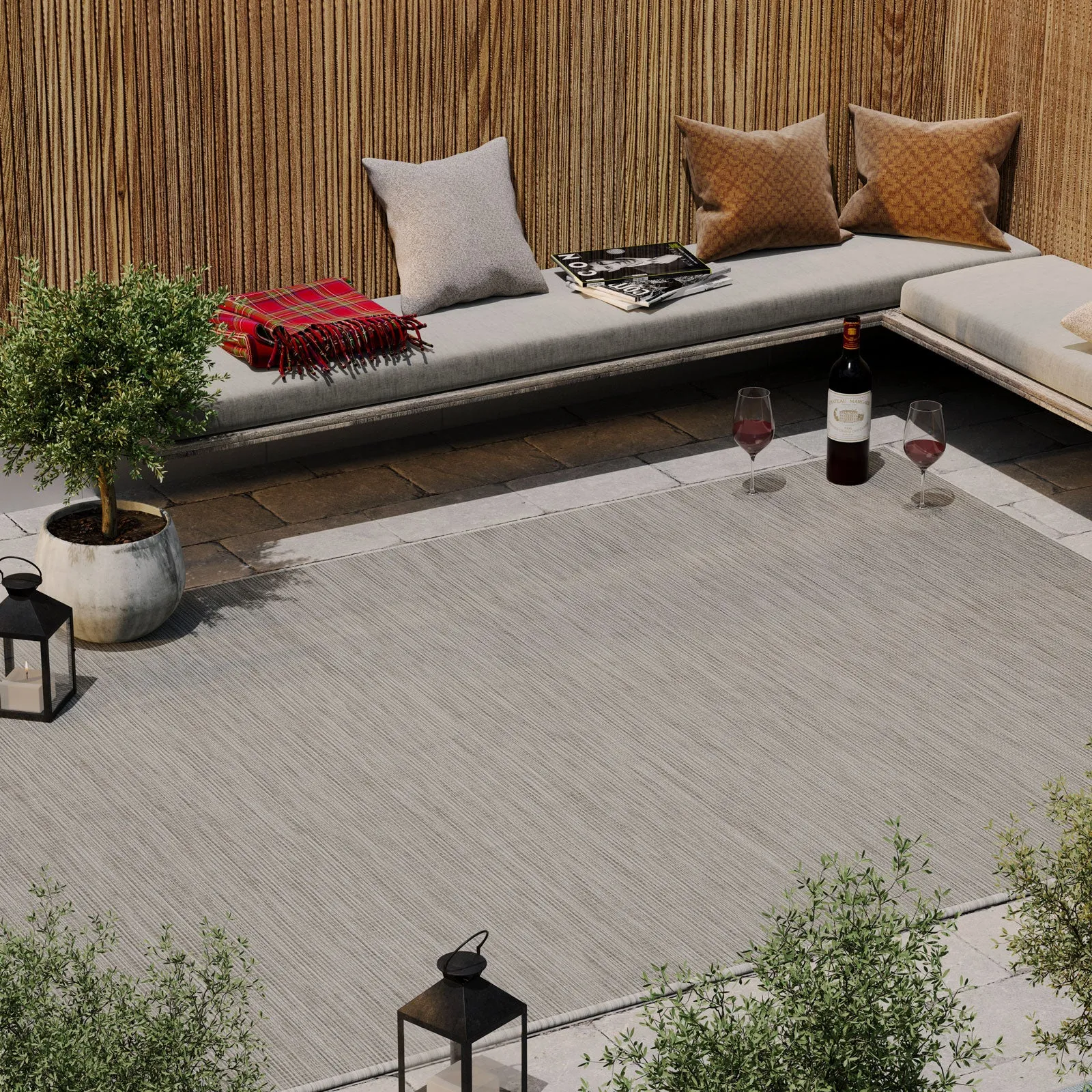 Light Grey Mottled Outdoor Rug - Patio