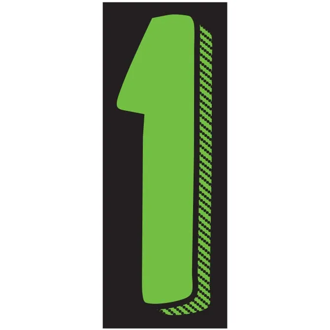 Number Window Stickers - Fluorescent Green & Black Car Dealer Number Stickers - Durable, Weatherproof Vinyl with Easy On/Off Adhesive - Back Slit for Seamless Installation - 11-1/2"