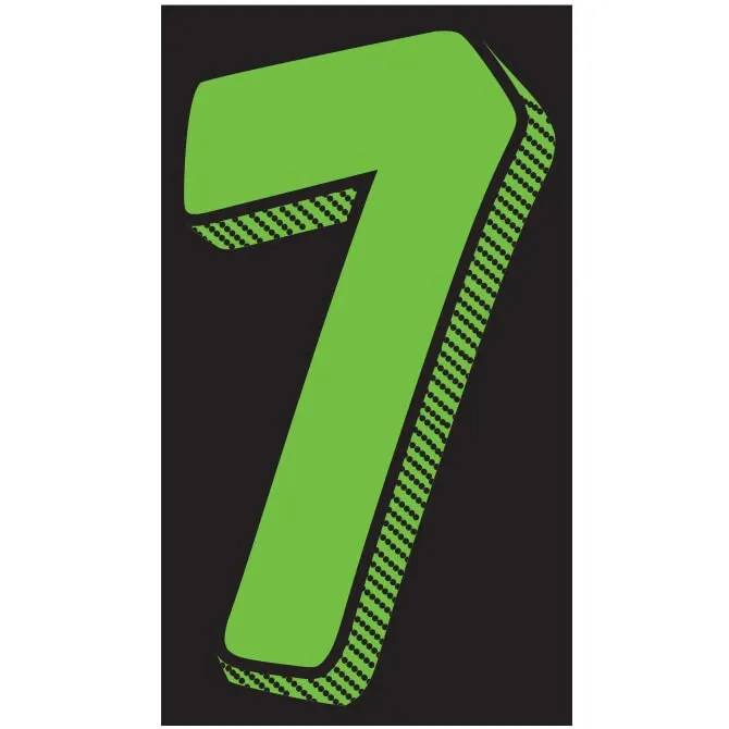 Number Window Stickers - Fluorescent Green & Black Car Dealer Number Stickers - Durable, Weatherproof Vinyl with Easy On/Off Adhesive - Back Slit for Seamless Installation - 11-1/2"