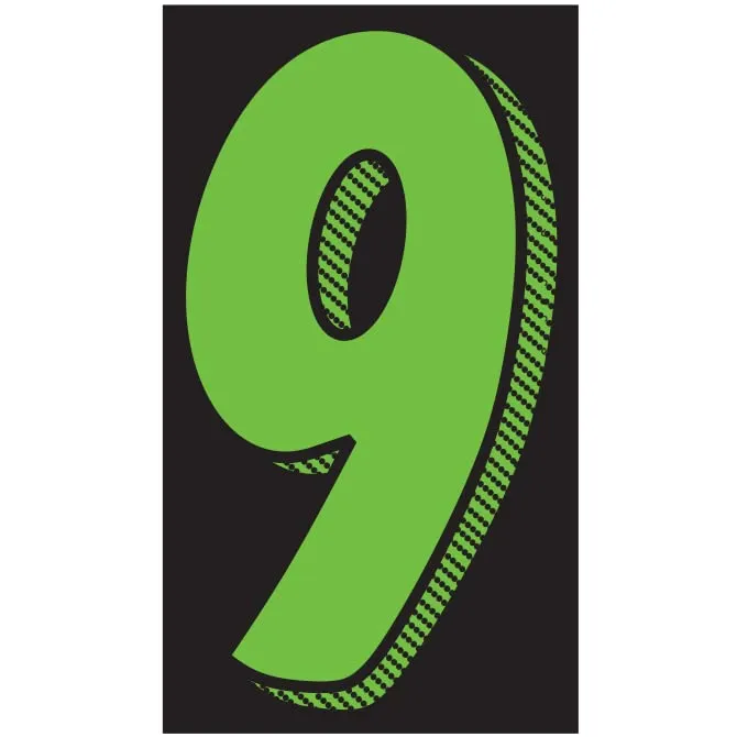 Number Window Stickers - Fluorescent Green & Black Car Dealer Number Stickers - Durable, Weatherproof Vinyl with Easy On/Off Adhesive - Back Slit for Seamless Installation - 11-1/2"