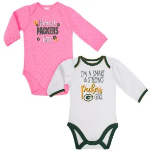 Packers Baby Girl Long Sleeve Bodysuit, 2-pack 