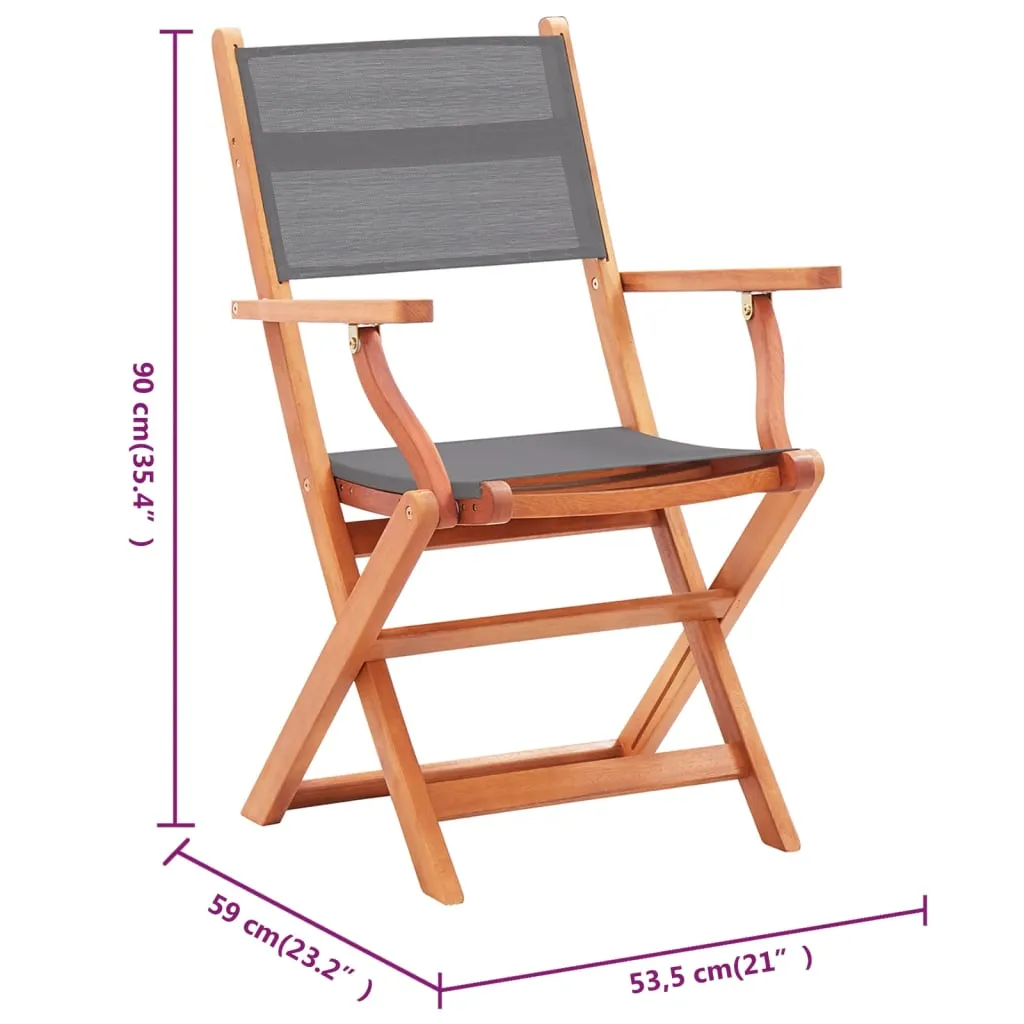 Patio Folding Chairs Camping Chair Solid Wood Eucalyptus and Textilene