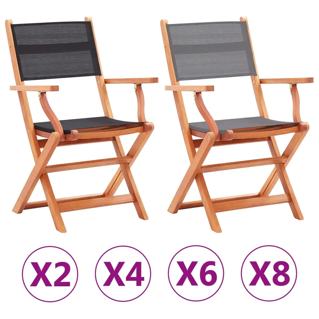 Patio Folding Chairs Camping Chair Solid Wood Eucalyptus and Textilene