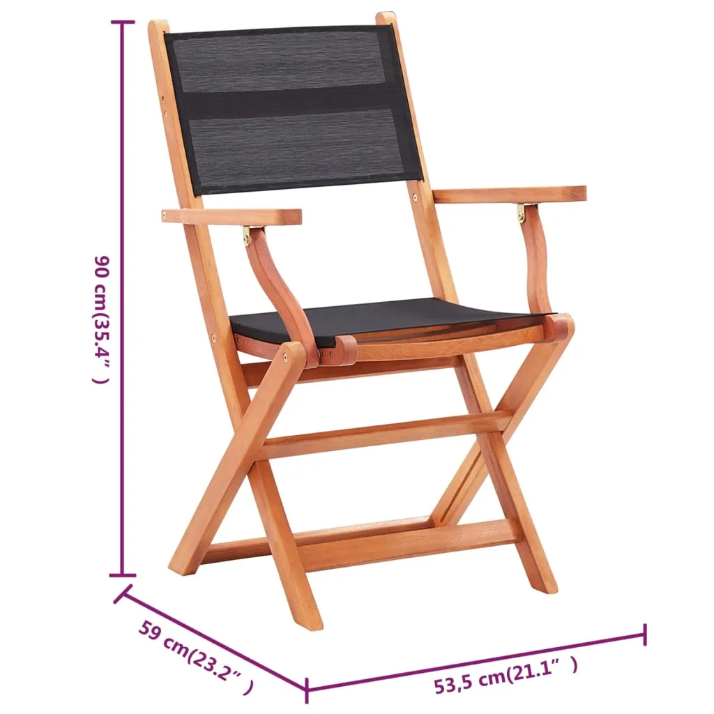 Patio Folding Chairs Camping Chair Solid Wood Eucalyptus and Textilene