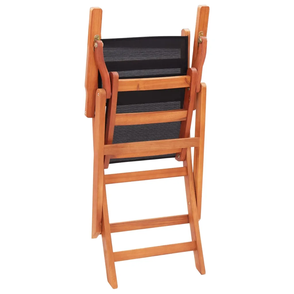 Patio Folding Chairs Camping Chair Solid Wood Eucalyptus and Textilene