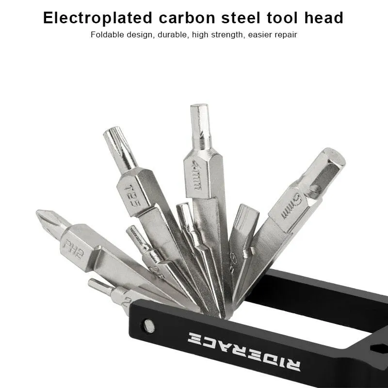 RIDERACE Bicycle Hex Spoke Wrench Foldable Multi Function Repair Tool Kit MTB Chain Cutter Mountain Road Cycle Bike Screwdriver