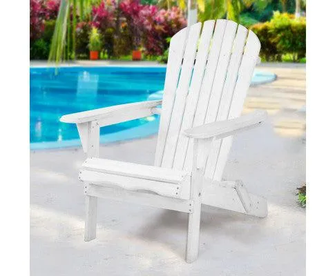 Single Foldable White Deck Chair