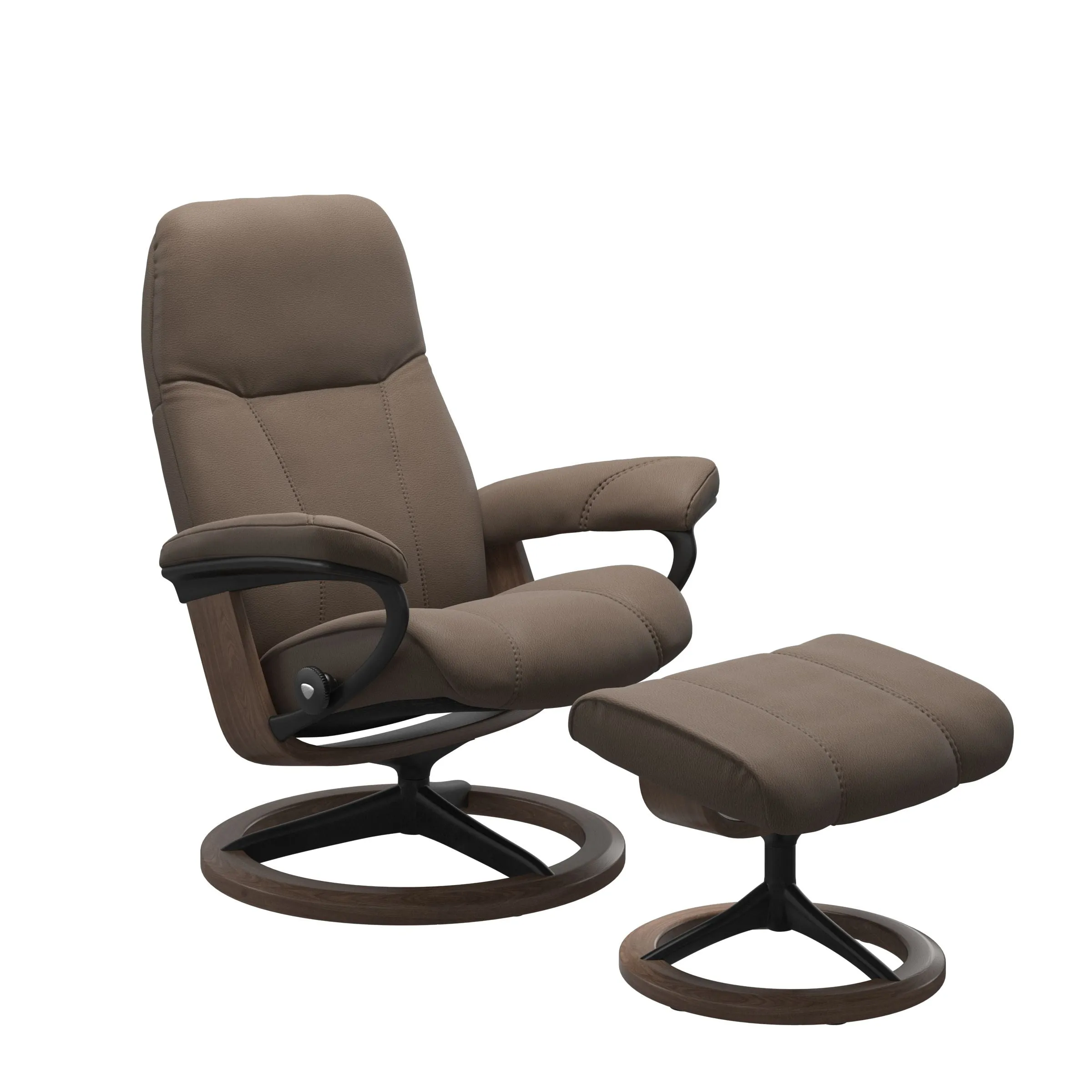 Stressless Consul Medium Chair & Stool with Signature Base
