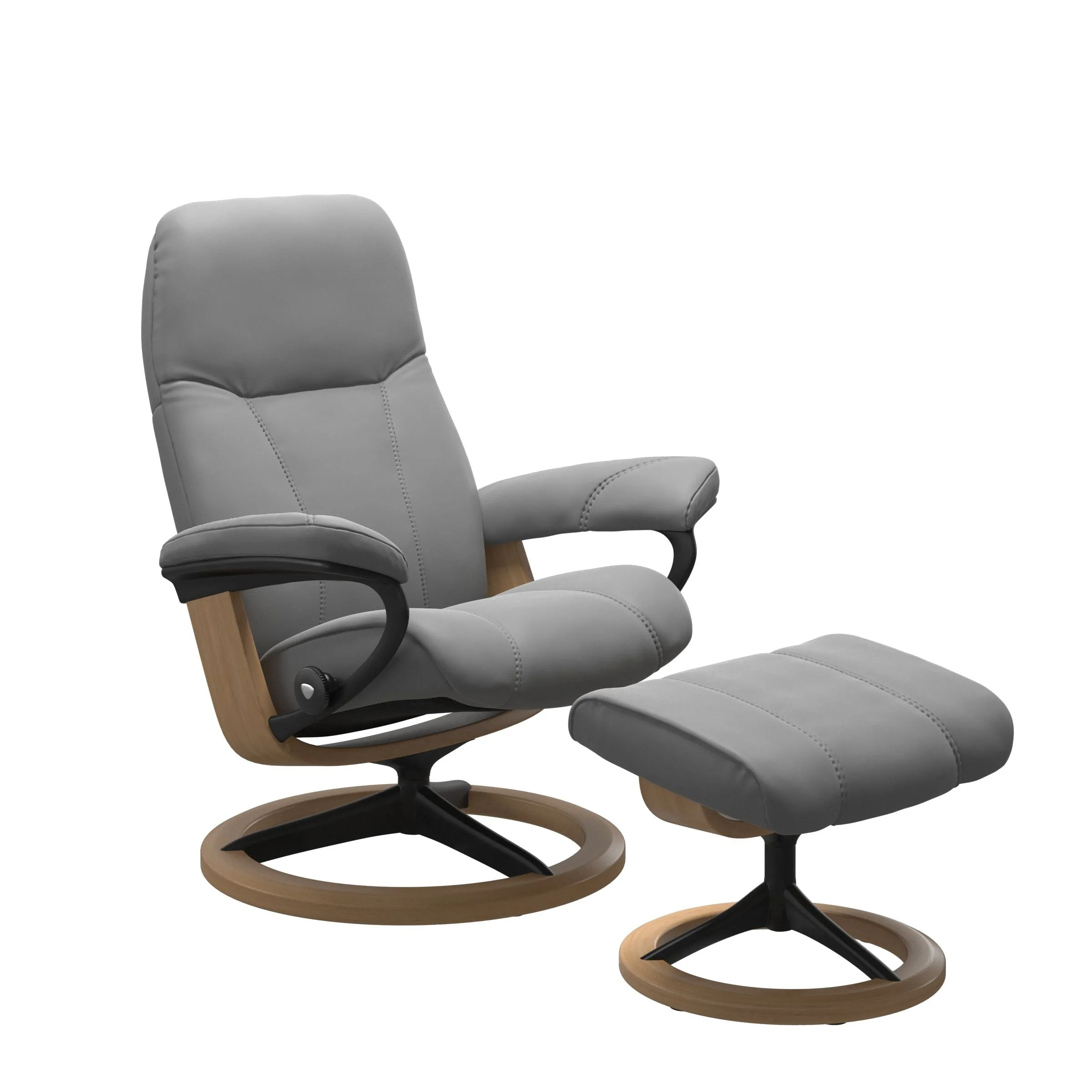 Stressless Consul Medium Chair & Stool with Signature Base