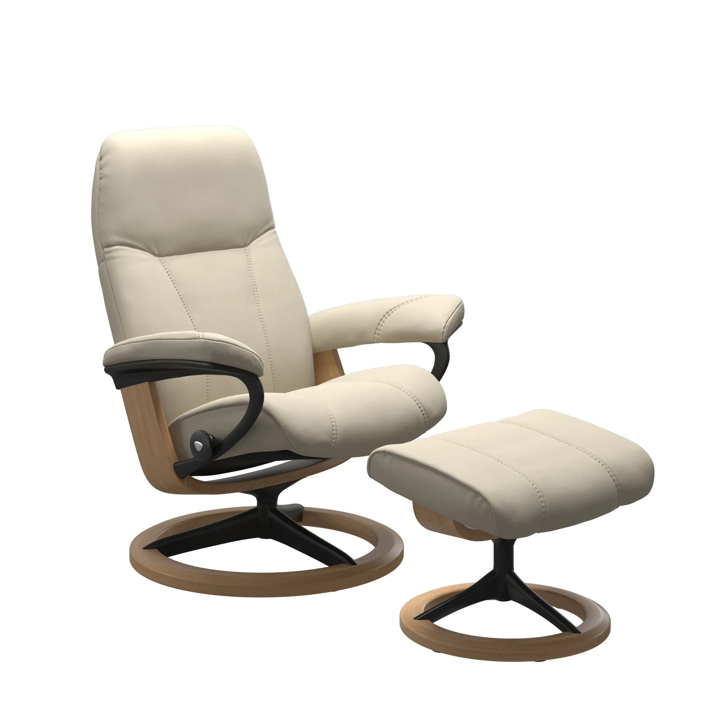 Stressless Consul Medium Chair & Stool with Signature Base